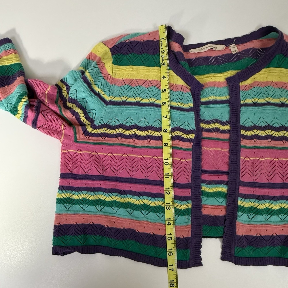 Soft Surroundings Sweater Women's XL Colorful Stripe Cardigan Bell Sleeve Top - Picture 7 of 12